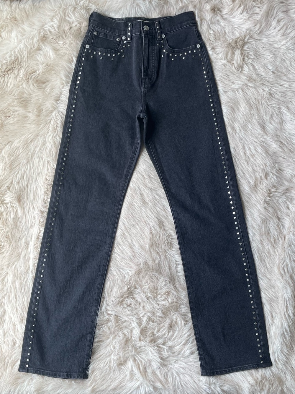 Madewell Studded Black Wash 90s Straight Jean